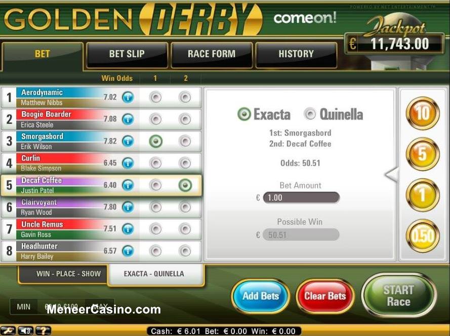 Golden Derby Exacta Quinella