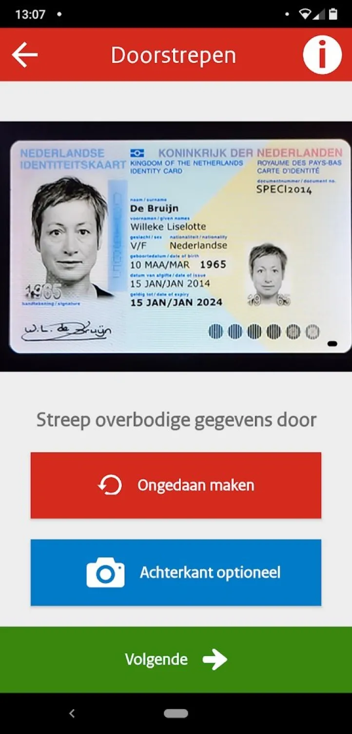 Kopie ID paspoort of rijbewijs met afgeschermde gegevens