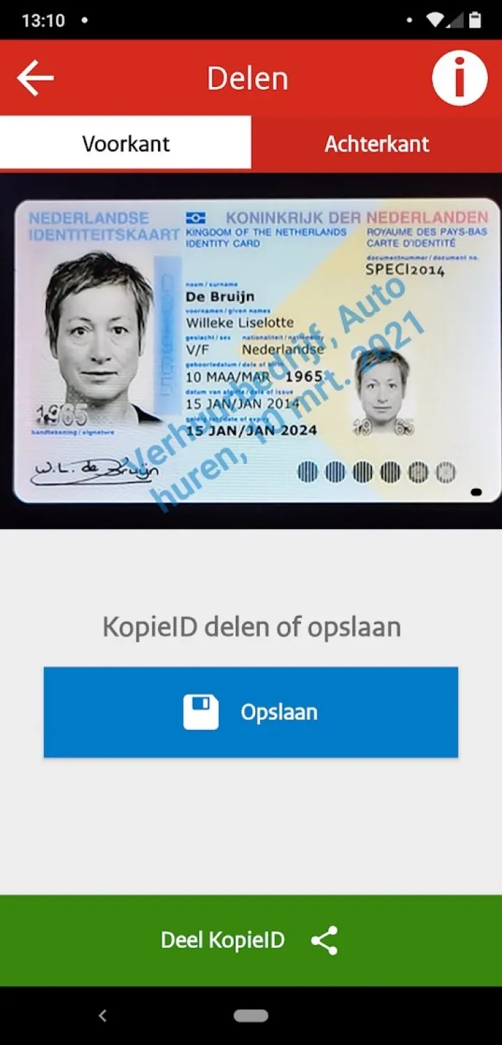 veilige kopie van je paspoort of rijbewijs gemaakt met Kopie ID app