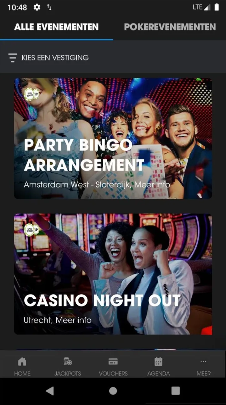 Holland Casino app agenda