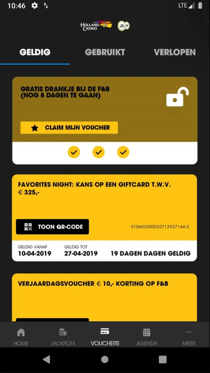 Holland Casino app vouchers