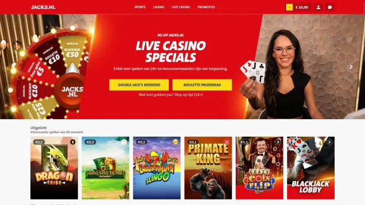 Jacks Casino Online homepage