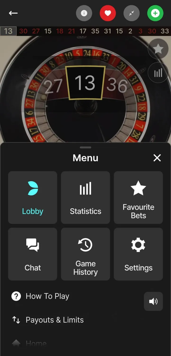 Evolution live casino menu mobiel