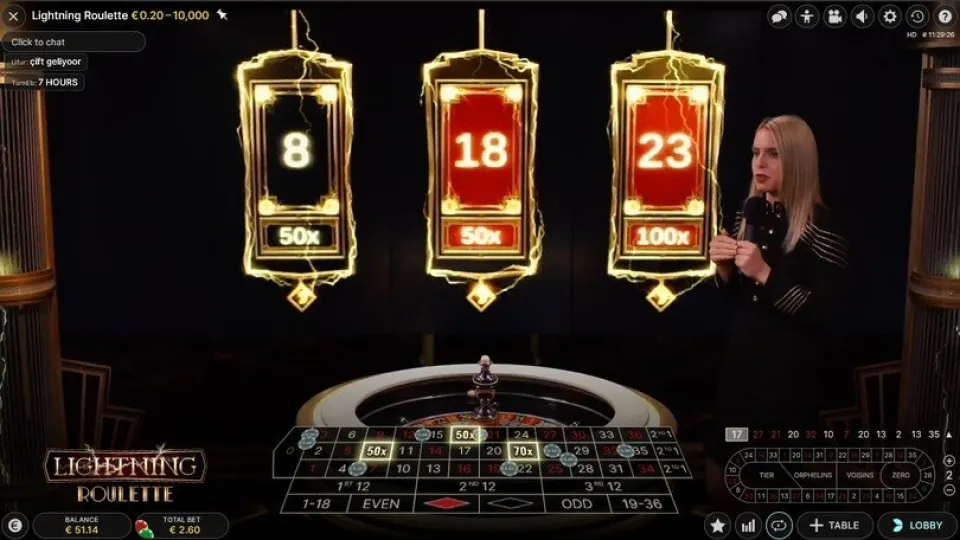 Lightning Roulette met drie Lucky Numbers