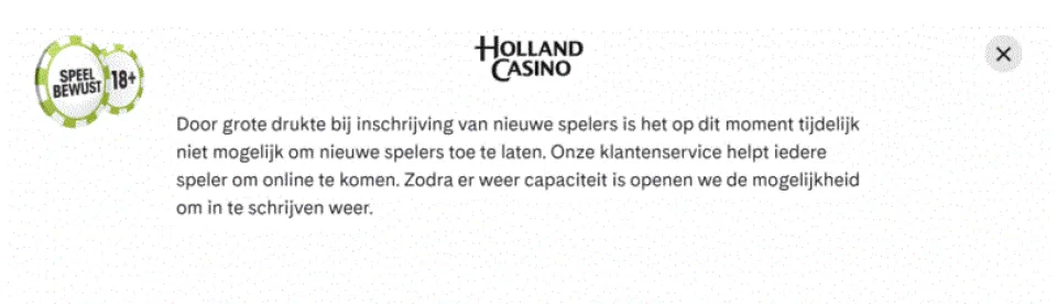 Holland Casino probleem registratie