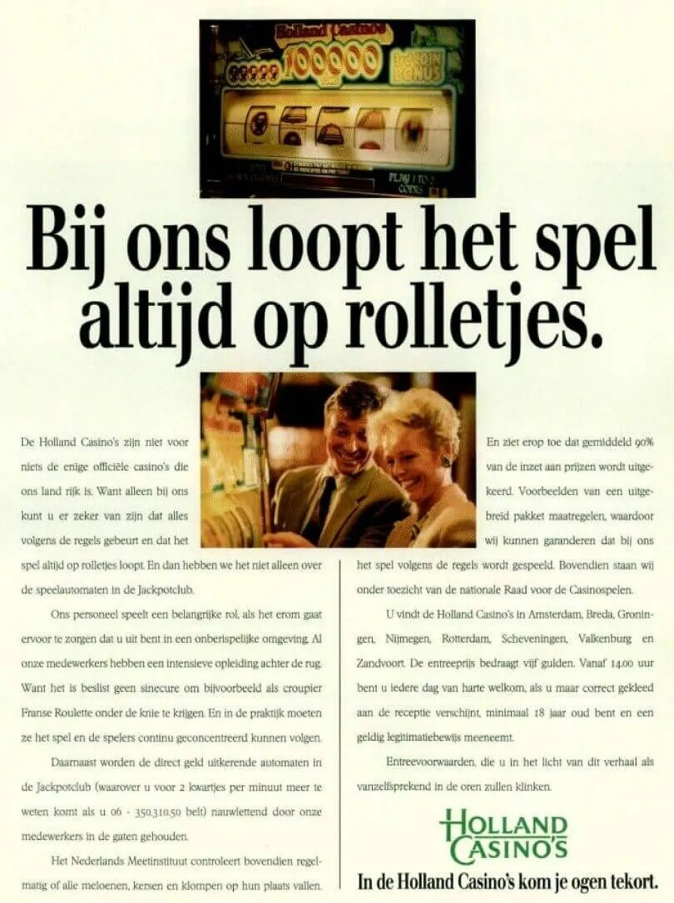 advertentie Holland Casino 1992