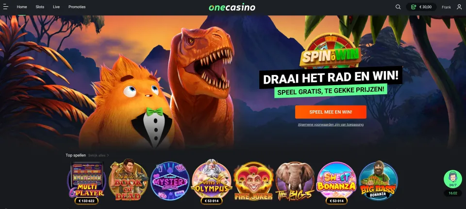 One Casino homepage