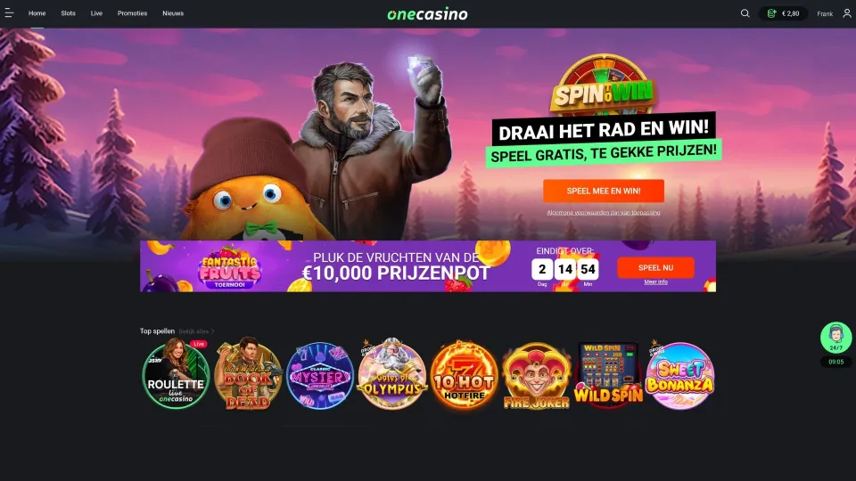One Casino homepage