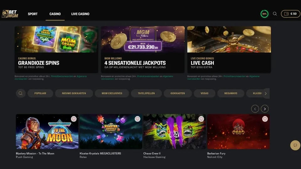 BetMGM Casino homepage