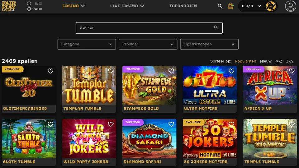 Fair Play Casino homepage