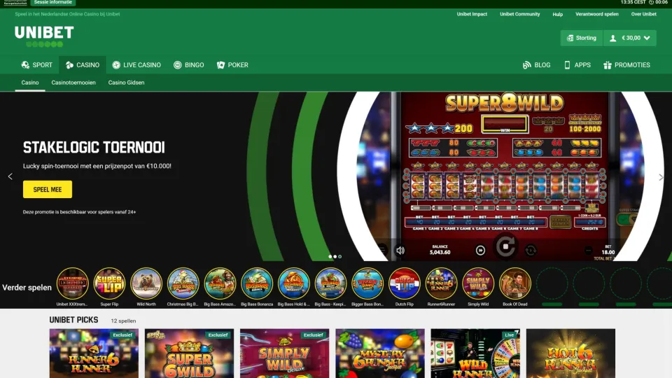 Unibet Casino homepage