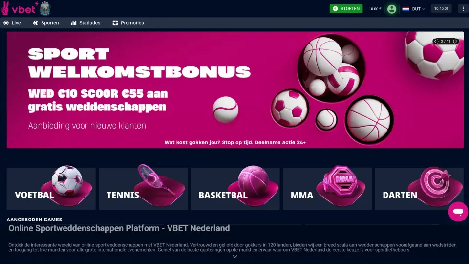 Vbet Casino homepage