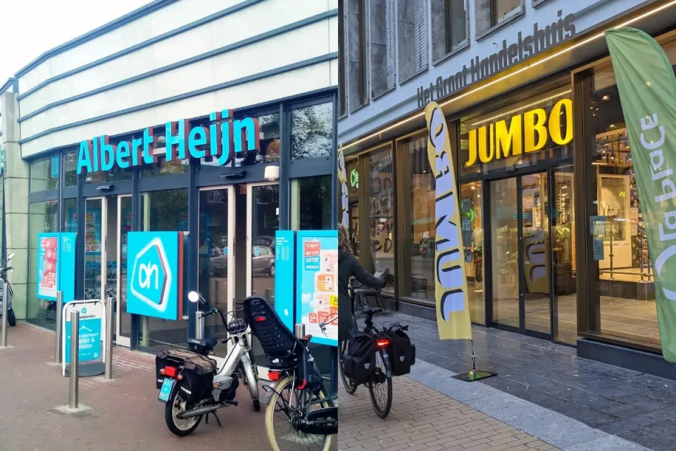 links Albert Heijn rechts Jumbo