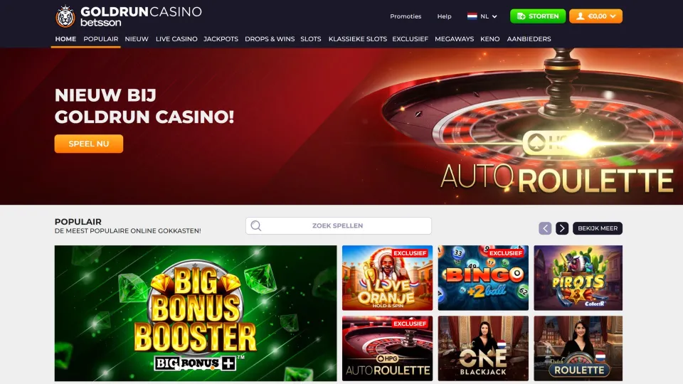 Goldrun Casino homepage