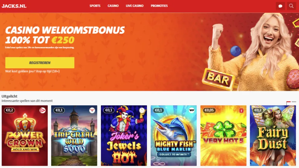 Jack’s Casino Online homepage