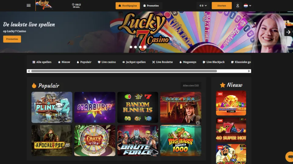 Lucky 7 Casino homepage
