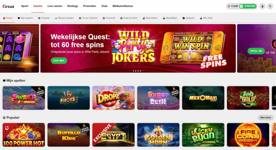 Circus Casino homepage