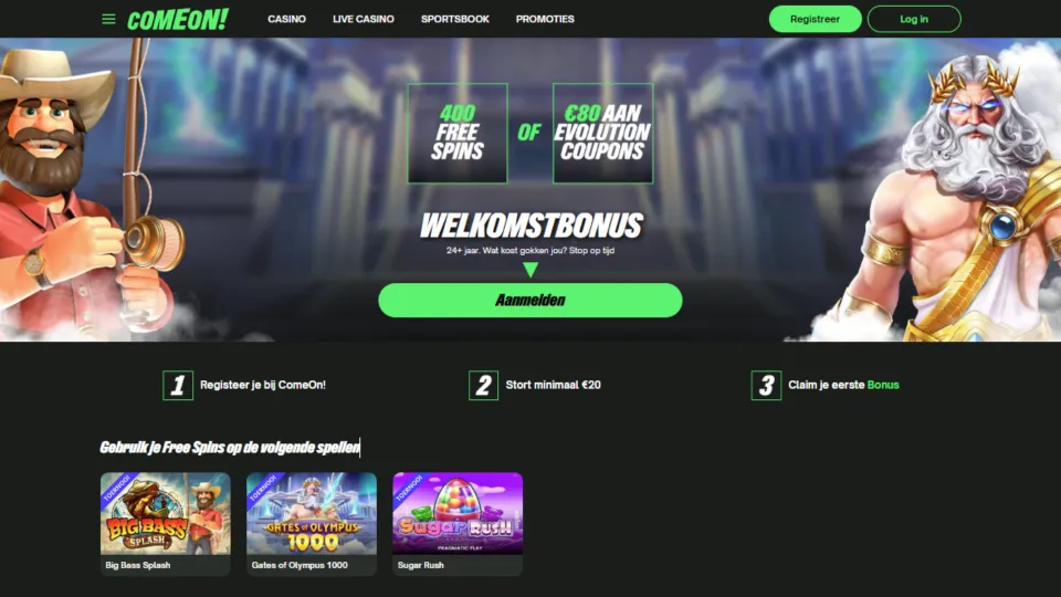 Comeon Casino homepage
