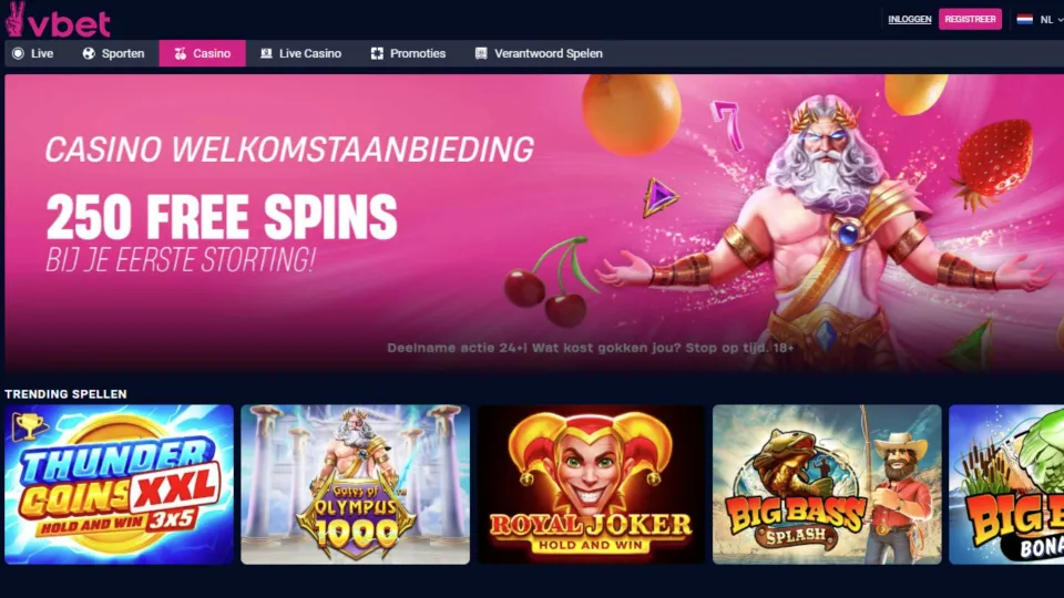 Vbet Casino homepage