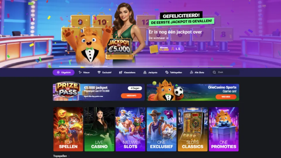 One Casino homepage