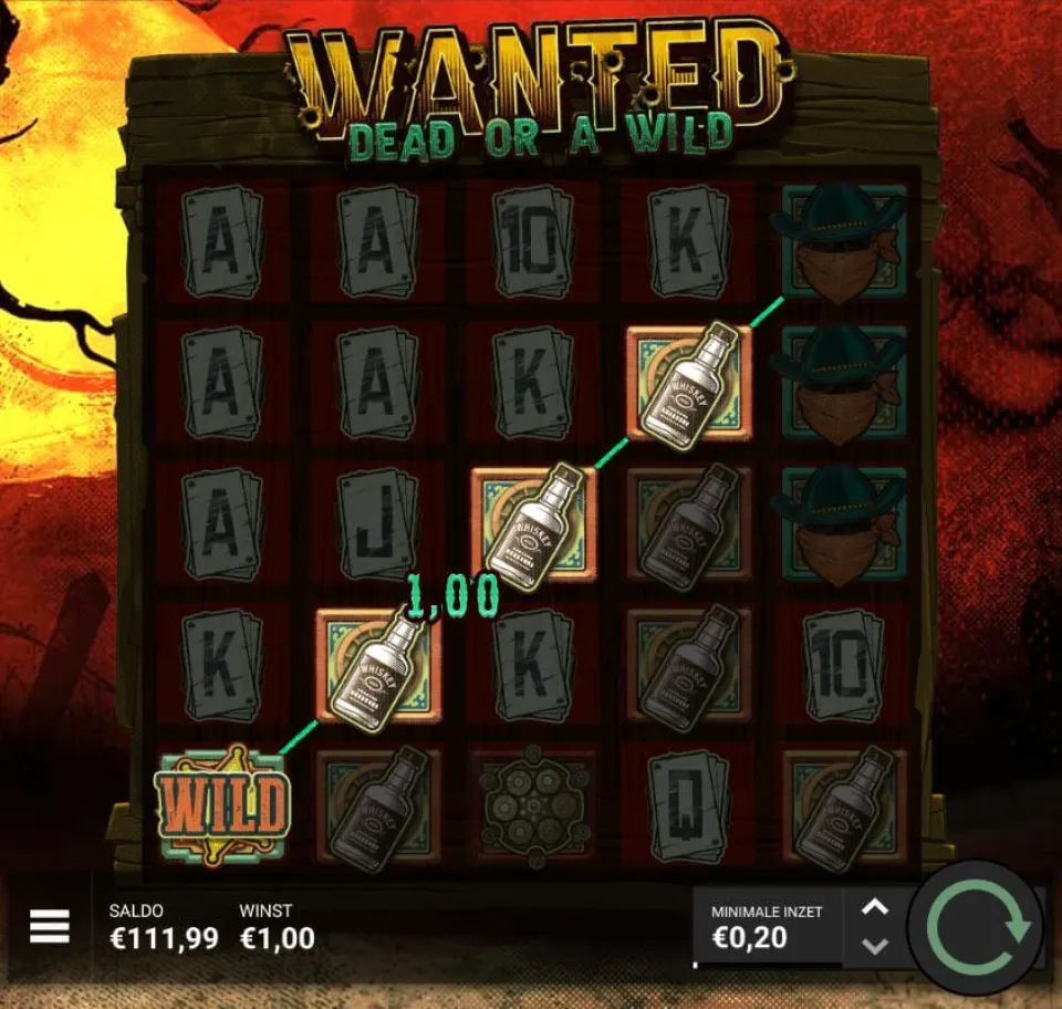 Wanted Dead or a Wild winlijn