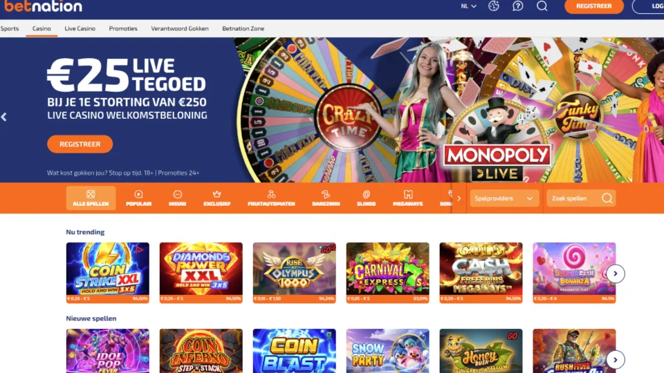 Betnation casino homepage