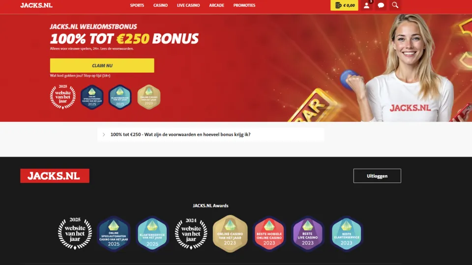 Jack's Casino Online homepage