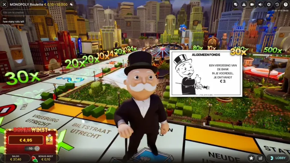 Monopoly Roulette Algemeen Fonds kaart
