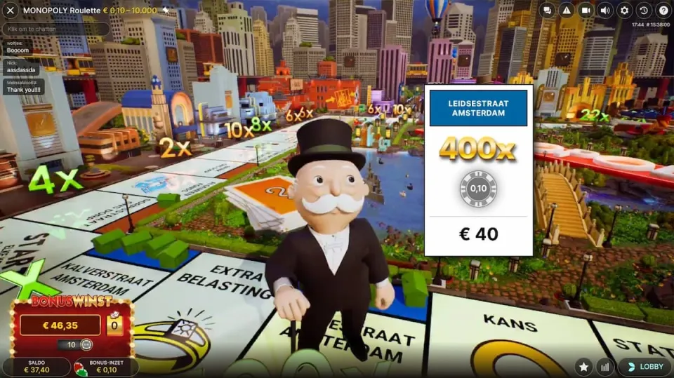 Monopoly Roulette big win