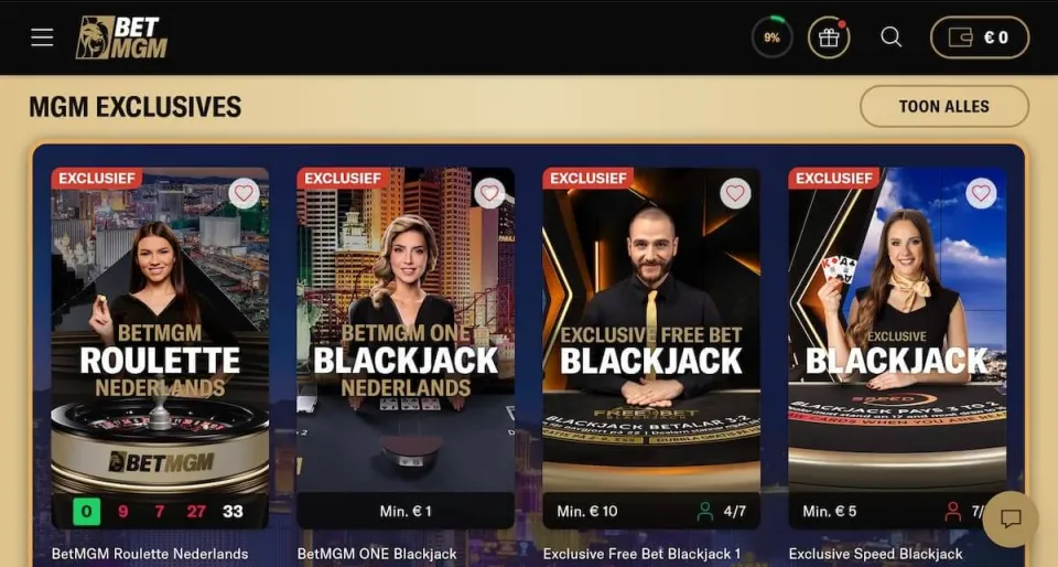 BetMGM Live Casino lobby