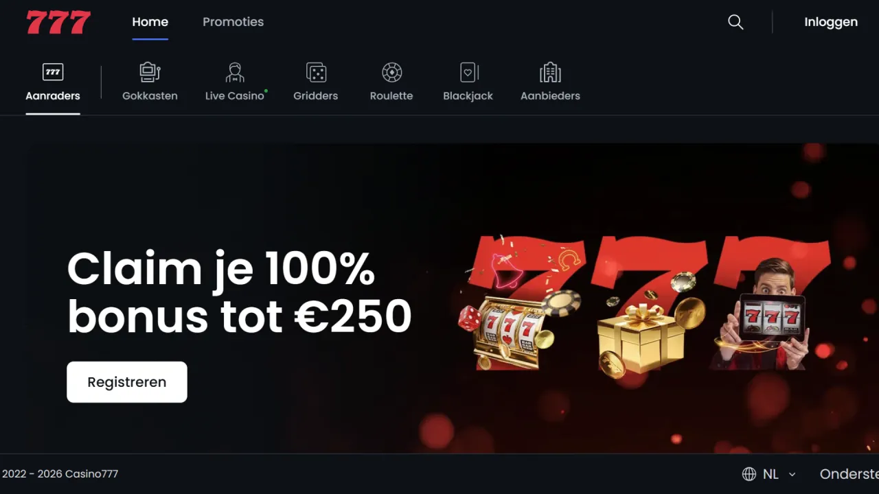 Interfaz principal del casino 777 online