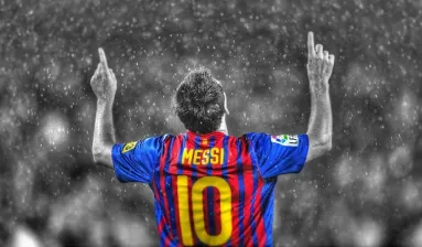 Lionel Messi op voetbalveld