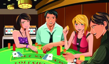 blackjack spelers aan tafel in casino
